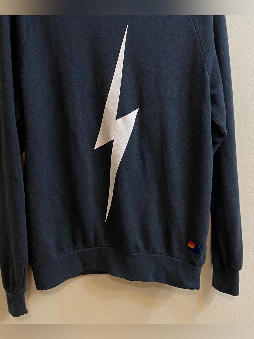Aviator Nation Bolt Crewneck Sweatshirt Womens M Grey White Lightning CA USA - Picture 4 of 15